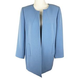 TAHARI ASL ARTHUR S LEVINE Longline Trench Jacket Blazer Blue Wear To Work 14P